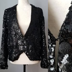 Vintage Black Sequin Blazer size Large